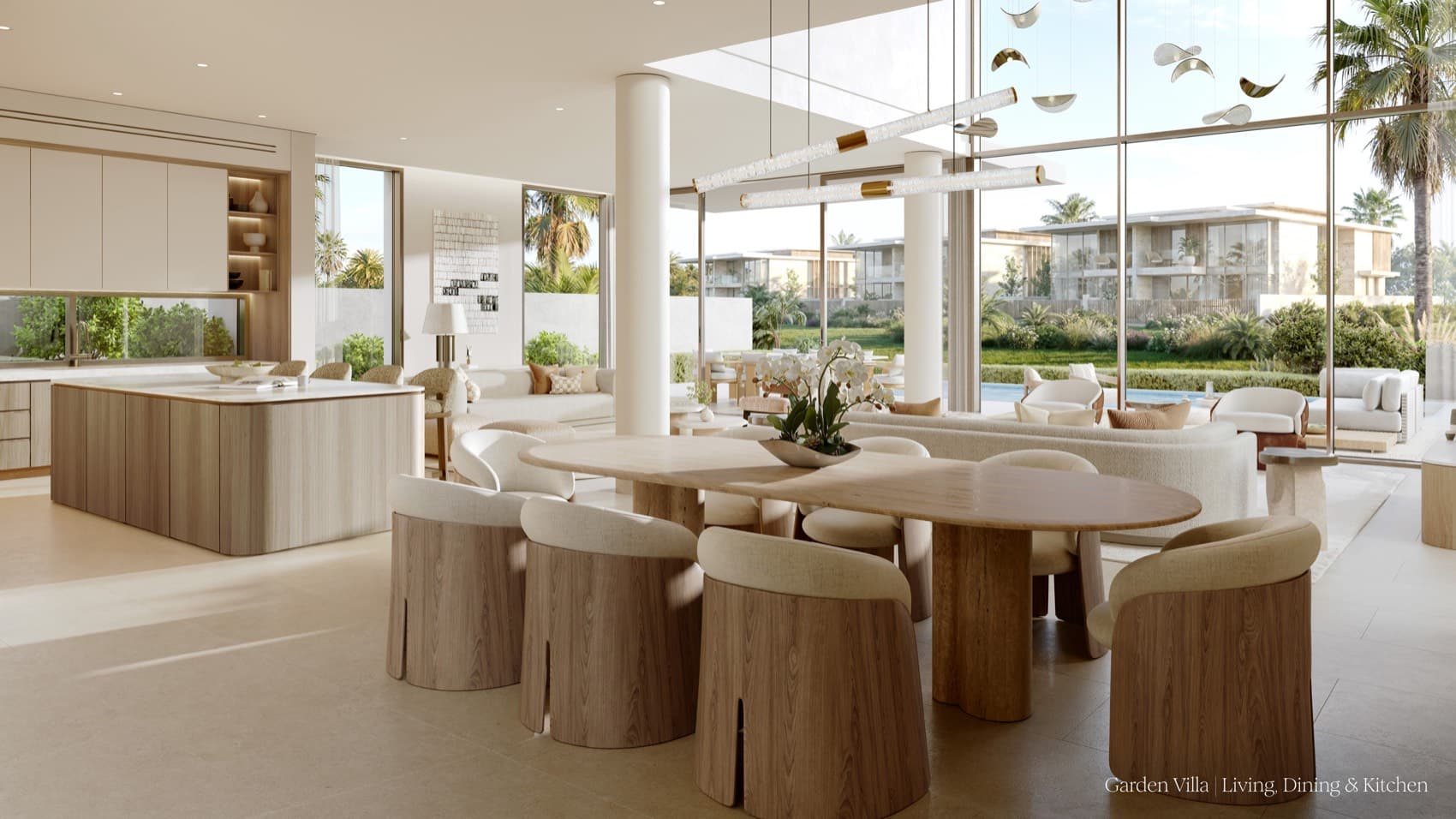 Garden villa · living, dining & kitchen — Bay Estate, Dubai Islands