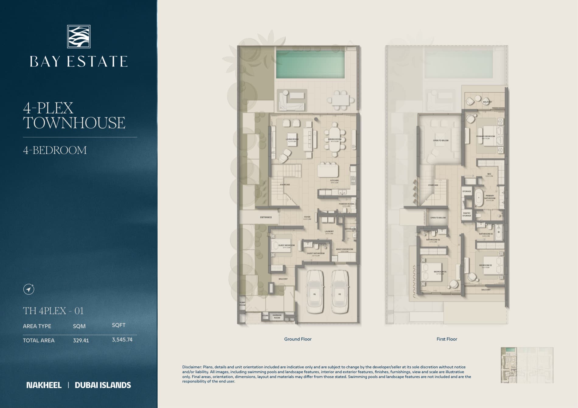 Bay Estate floor plan TH 4PLEX-01 — 4 bedroom, 3,545.74 sqft